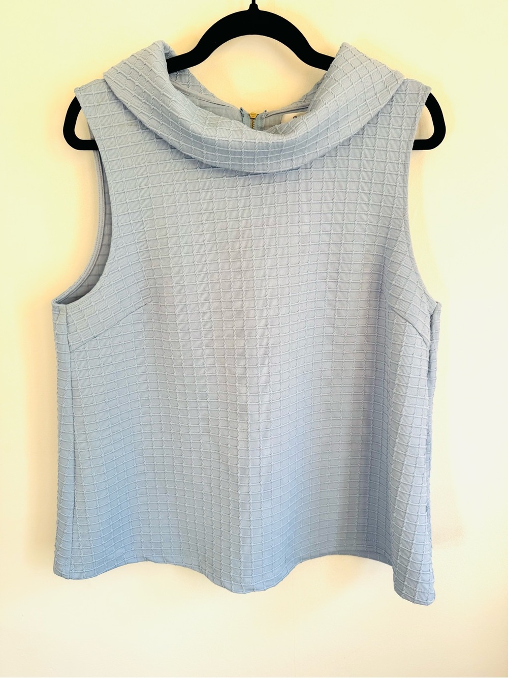 Sunny Girl Light Blue Sleeveless Top with Draped Collar / Vintage